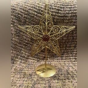 Desk Top Christmas Star With Red Gems, 16” Tall, beautiful decor!